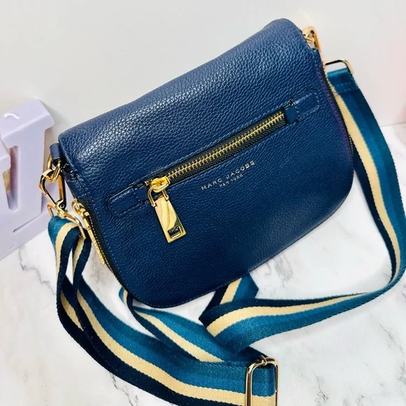 EUC Marc Jacobs Small Navy Blue Pebbled Leather Gotham Saddle Bag - Picture 3 of 15